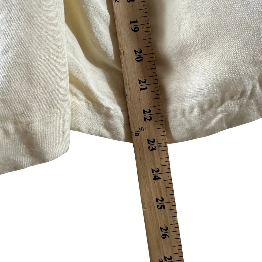 H&M Cream‎ Linen Blend Wide Leg Crop Pants Elastic Waist Womens Small